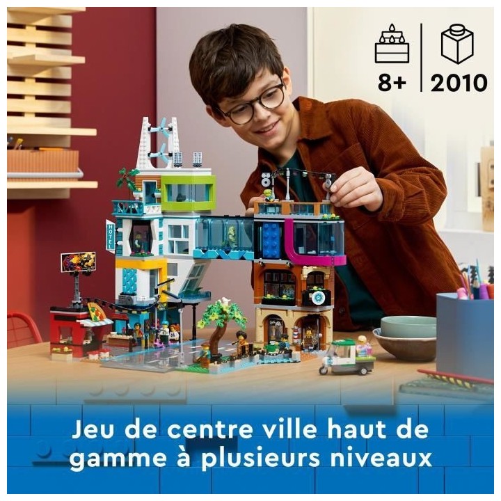 LEGO City 60380 Le Centre-Ville, Jouet de Maquettes avec Salon de Coif