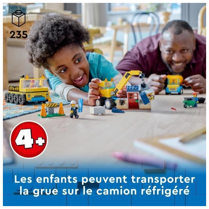 LEGO City 60391 Les Camions de Chantier et la Grue a Boule de Démolit
