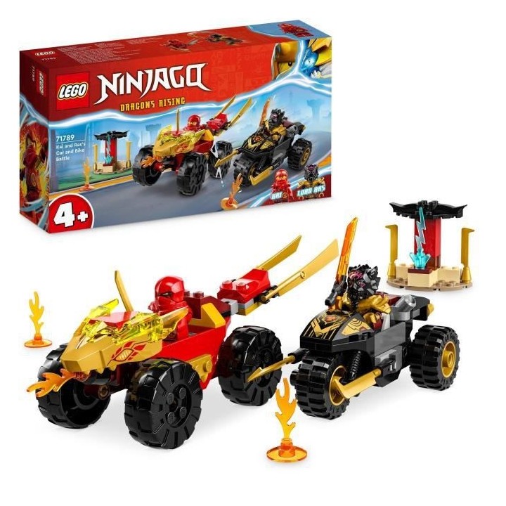 LEGO NINJAGO 71789 Le Combat en Voiture et en Moto de Kai et Ras, Joue