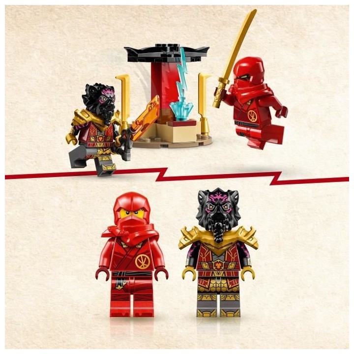 LEGO NINJAGO 71789 Le Combat en Voiture et en Moto de Kai et Ras, Joue