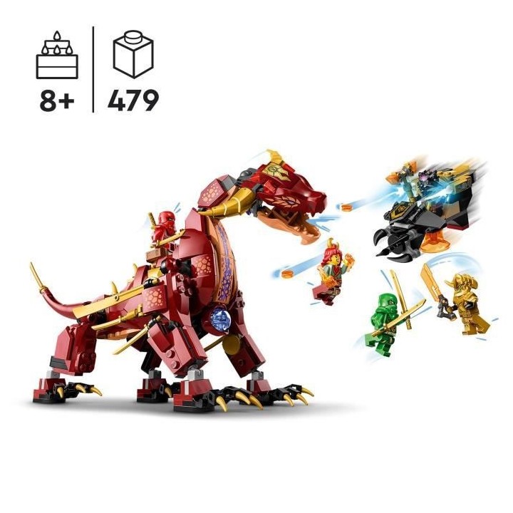 LEGO NINJAGO 71793 Le Dragon de Lave Transformable de Heatwave, Jouet