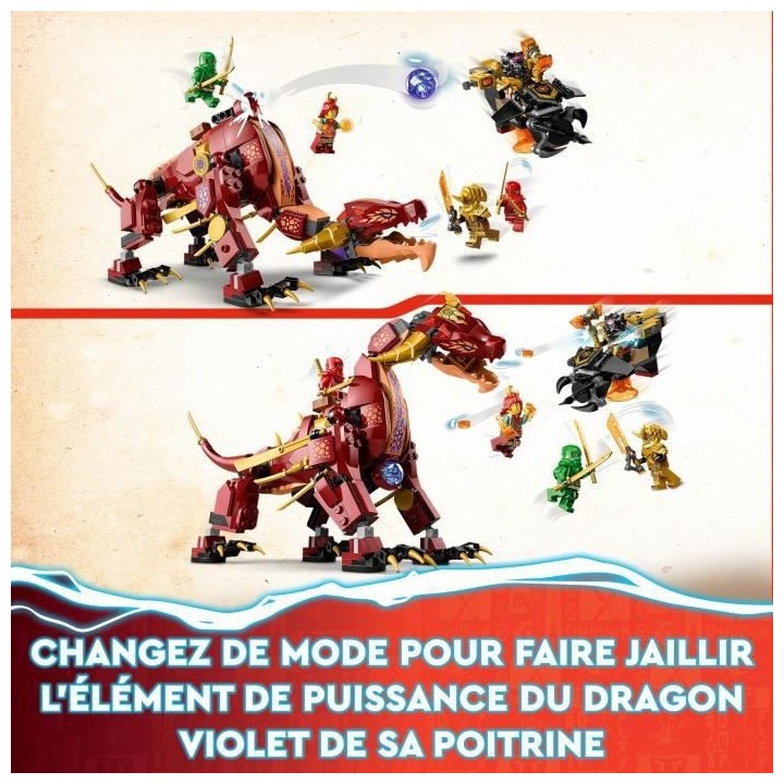 LEGO NINJAGO 71793 Le Dragon de Lave Transformable de Heatwave, Jouet