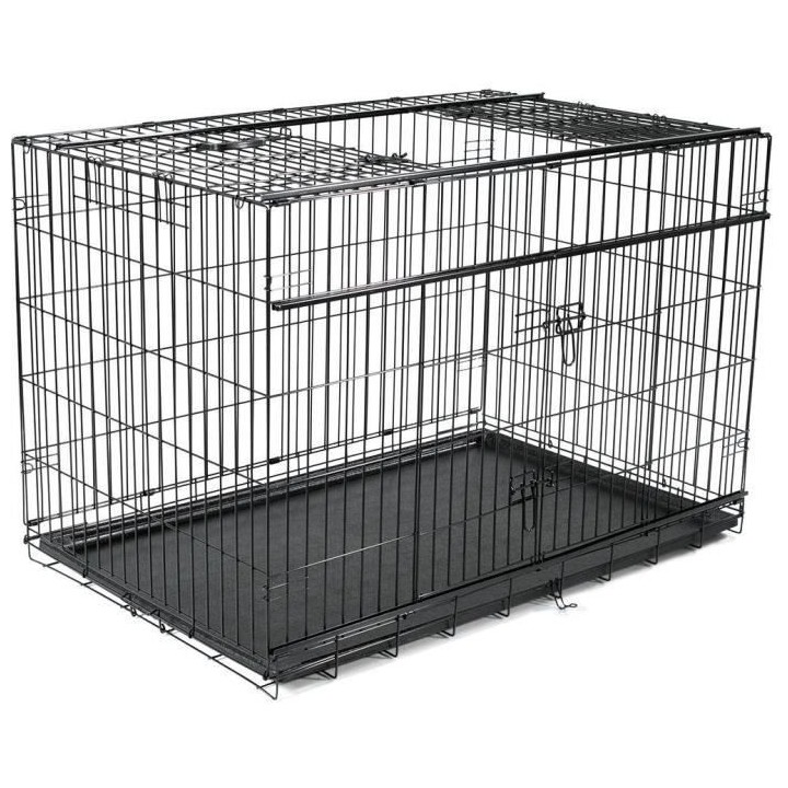 VADIGRAN Cage métallique pliable Premium - 122 x 76 x 84 cm - Noir -