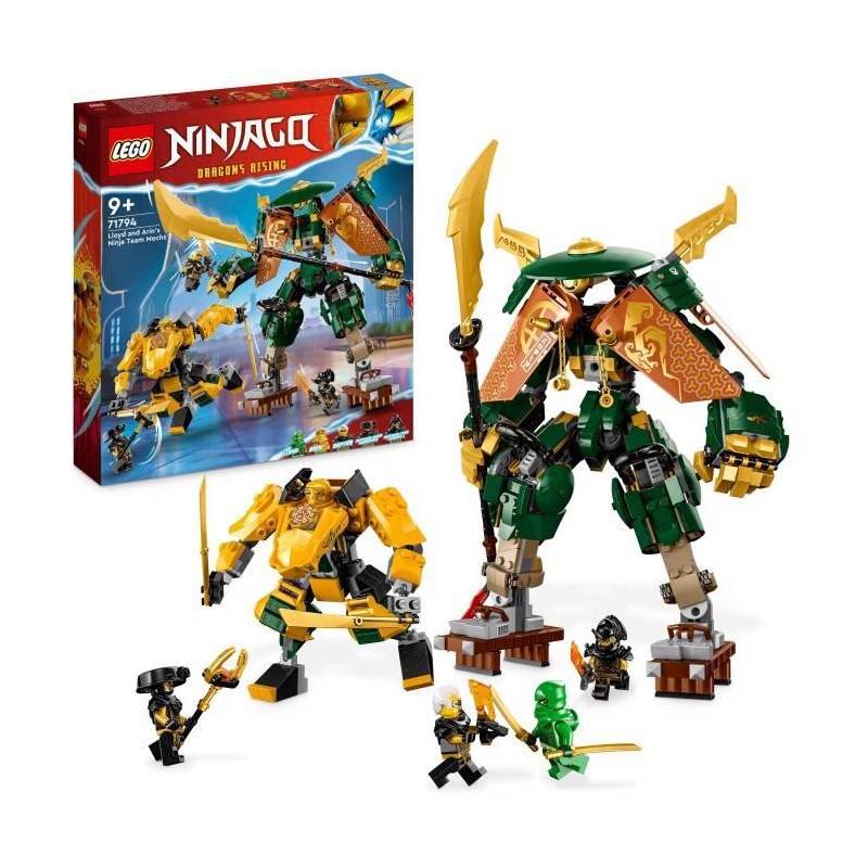 LEGO NINJAGO 71794 L'Équipe de Robots des Ninjas Lloyd et Arin, Jouet de Ninja pour Enfants