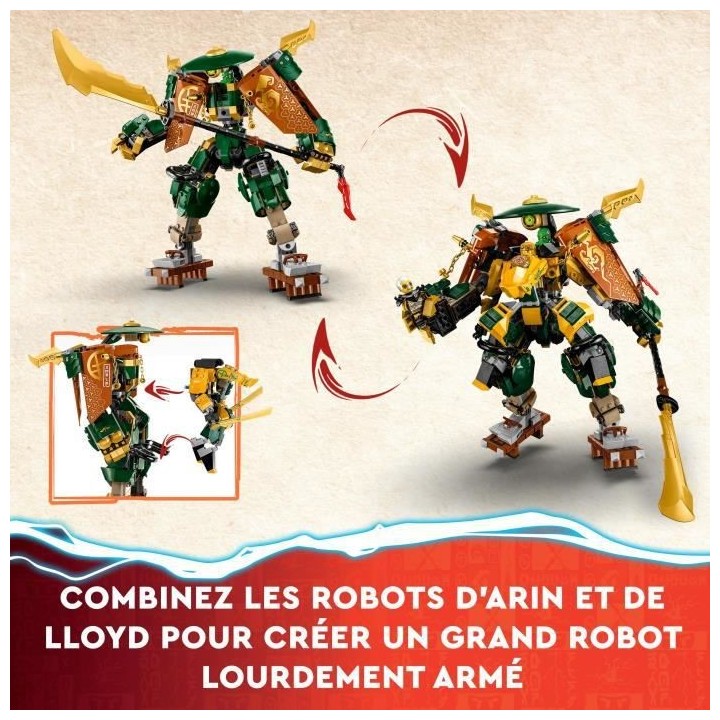 LEGO NINJAGO 71794 L'Équipe de Robots des Ninjas Lloyd et Arin, Jouet