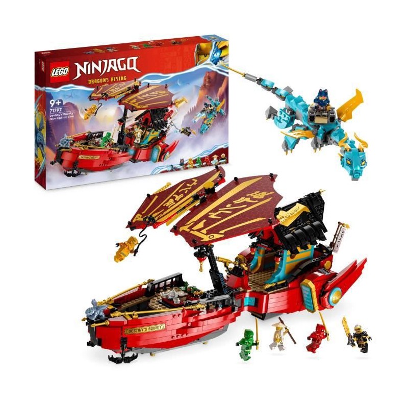 LEGO NINJAGO 71797 Le QG des Ninjas - La Course Contre la Montre, Jouet avec 2 Figurines Dragon