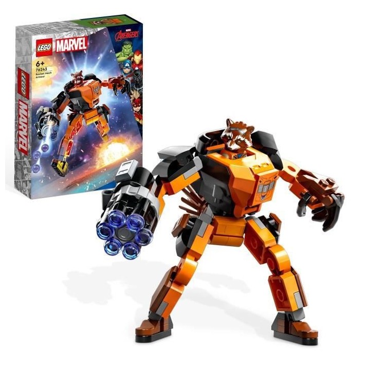 LEGO Marvel 76243 L'Armure Robot de Rocket, Figurine Gardiens de la Ga