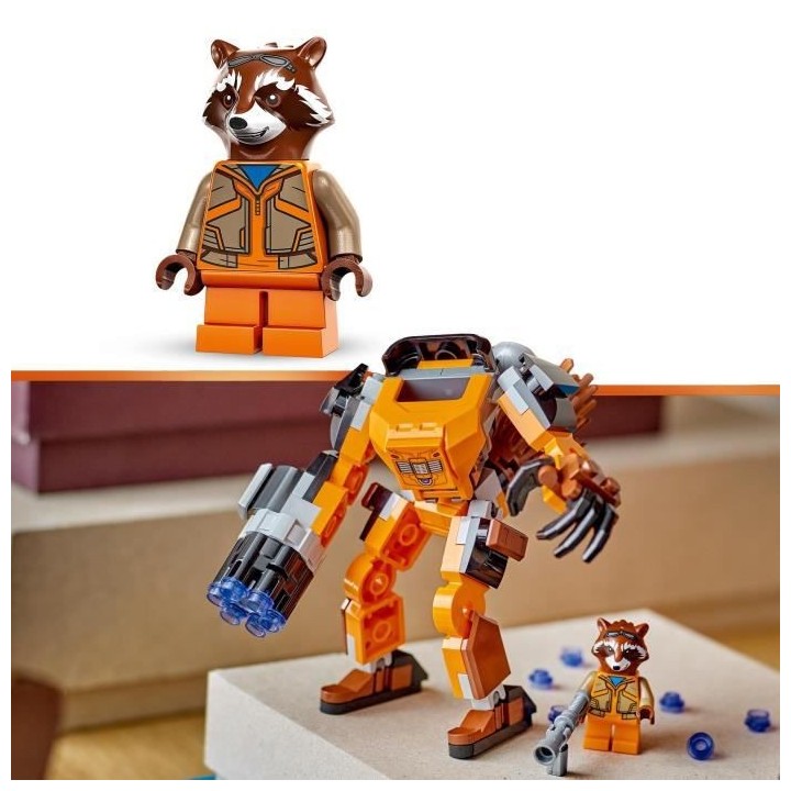 LEGO Marvel 76243 L'Armure Robot de Rocket, Figurine Gardiens de la Ga