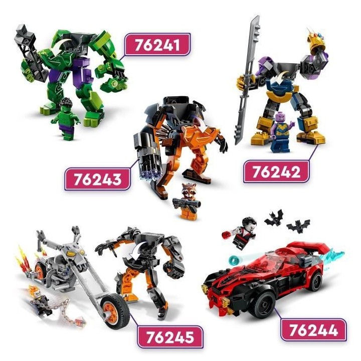 LEGO Marvel 76243 L'Armure Robot de Rocket, Figurine Gardiens de la Ga