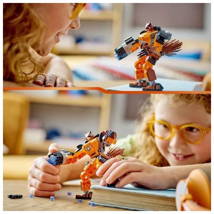 LEGO Marvel 76243 L'Armure Robot de Rocket, Figurine Gardiens de la Ga