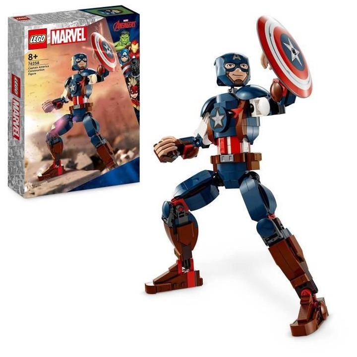 LEGO Marvel 76258 La Figurine de Captain America avec Bouclier, Jouet