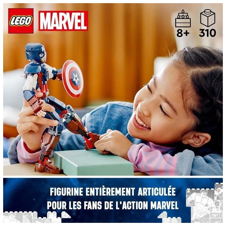 LEGO Marvel 76258 La Figurine de Captain America avec Bouclier, Jouet