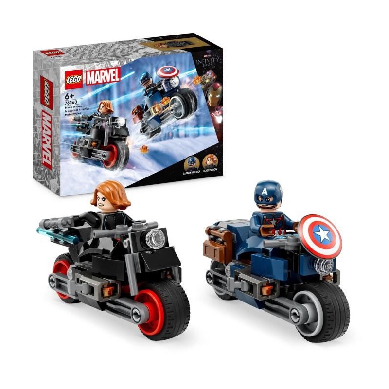 LEGO Marvel 76260 Les Motos de Black Widow et de Captain America, Jouet Avengers L'âge d'Ultron