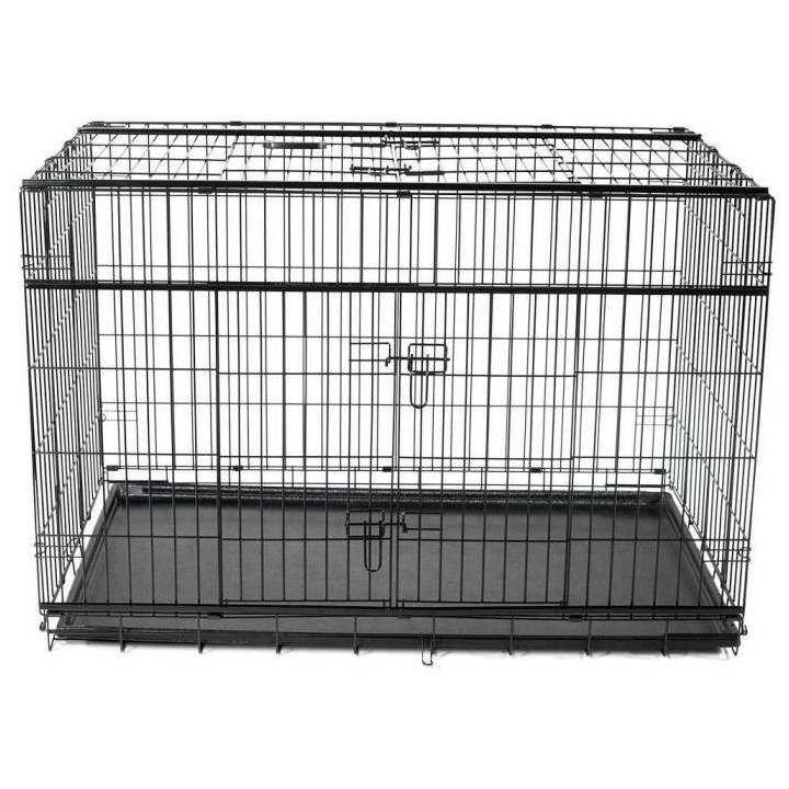 VADIGRAN Cage métallique pliable Premium - 122 x 76 x 84 cm - Noir -