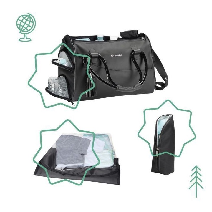 BADABULLE Sac a langer Glossy, Nombreuses poches intérieures et exté