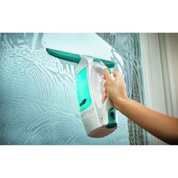 Kit aspirateur a vitres Dry&Clean 51001 Leifheit - Lave vitre sans trace nettoyeur fenetres 360° multi usages avec manche