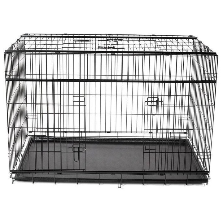 VADIGRAN Cage métallique pliable Premium - 122 x 76 x 84 cm - Noir -