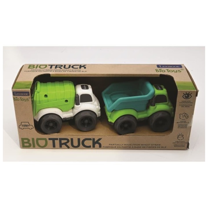 Pack de 2 camions en fibres de blé, recyclable et biodégradable