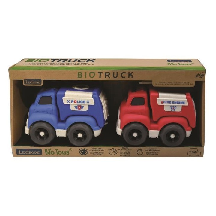 Pack police camion pompieren fibres de blé, recyclable et biodégrada