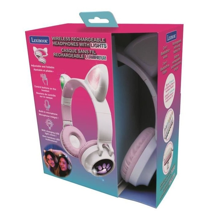 Casque audio 2-en-1 avec oreilles de chat pour écouter votre musique