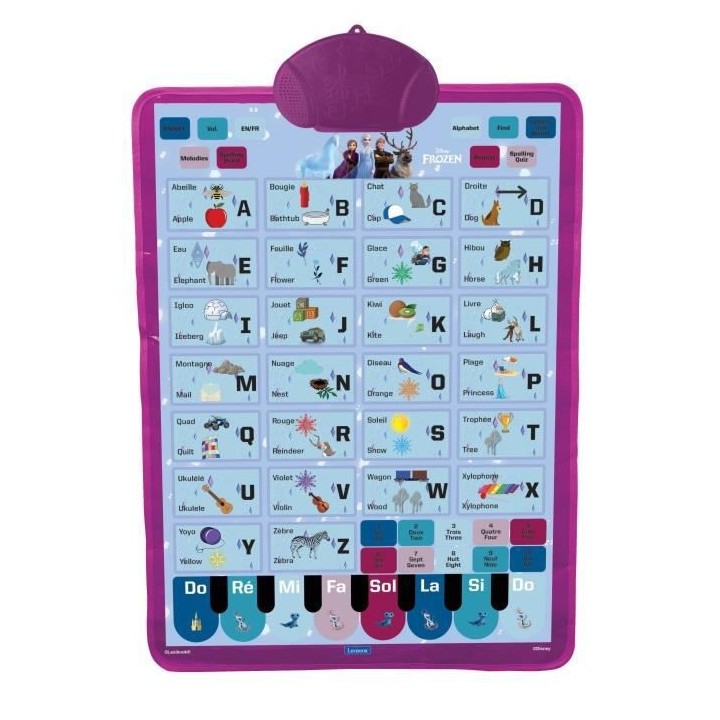 Un poster éducatif parlant bilingue FR/EN, pour apprendre l'alphabet,