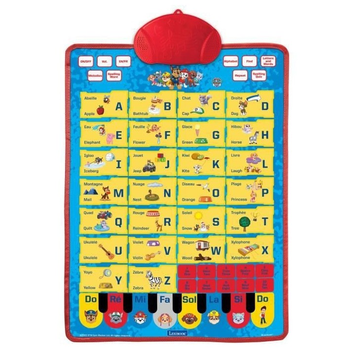 Un poster éducatif parlant bilingue FR/EN, pour apprendre l'alphabet,