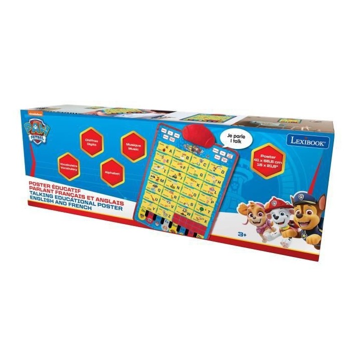 Un poster éducatif parlant bilingue FR/EN, pour apprendre l'alphabet,