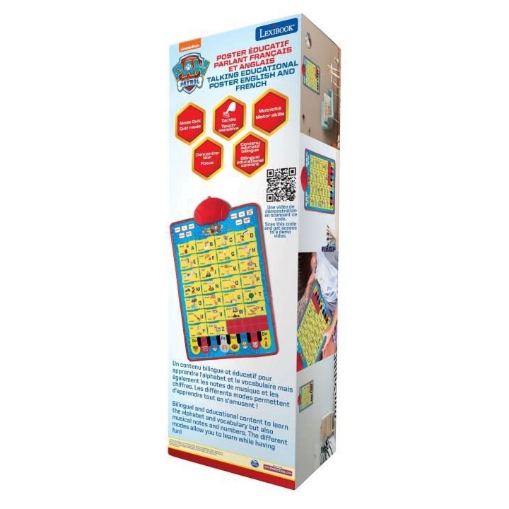 Un poster éducatif parlant bilingue FR/EN, pour apprendre l'alphabet,