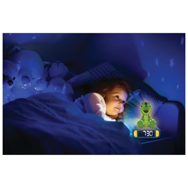 Réveil digital avec veilleuse lumineuse Dinosaure en 3D et effets son