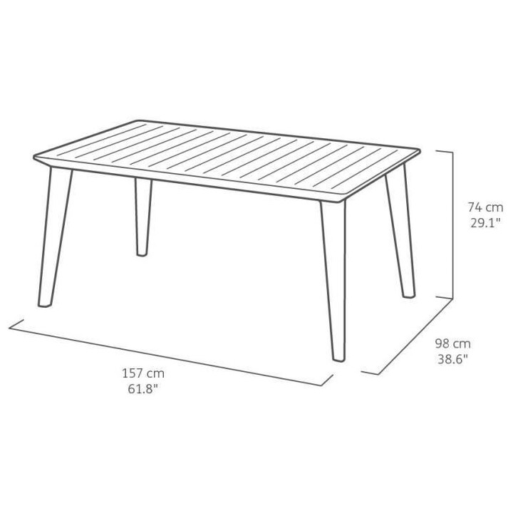 Table de jardin - rectangulaire 160cm - cappuccino - en résine - 6 pe