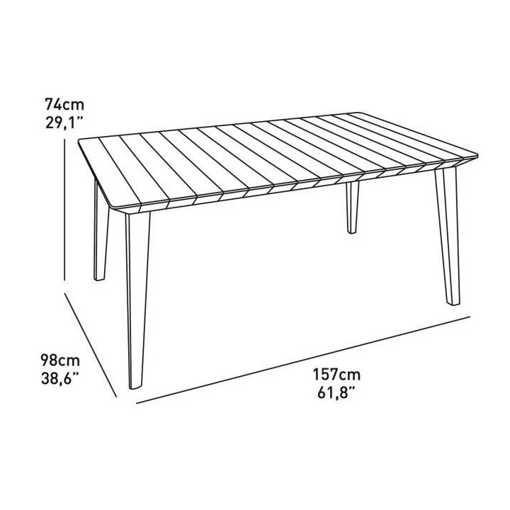 Table de jardin - rectangulaire 160cm - gris graphite - en résine - 6