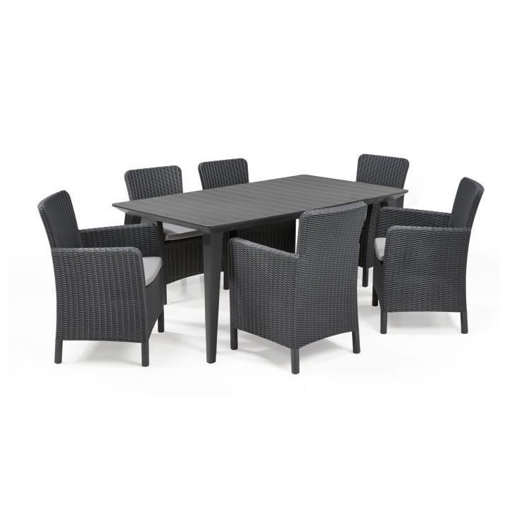 Table de jardin - rectangulaire 160cm - gris graphite - en résine - 6