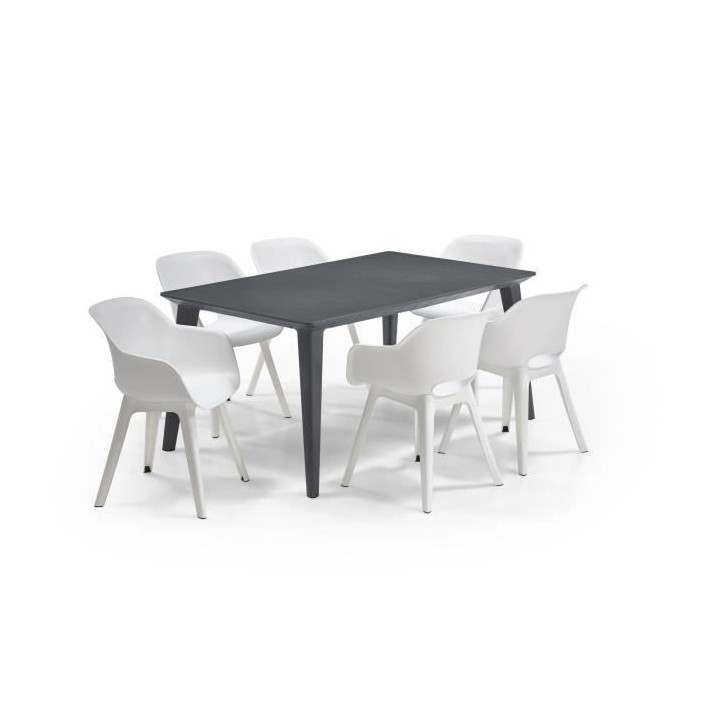 Table de jardin - rectangulaire 160cm - gris graphite - en résine - 6