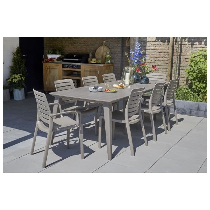 Table de jardin - rectangulaire - cappuccino - en résine - 8 a 10 per