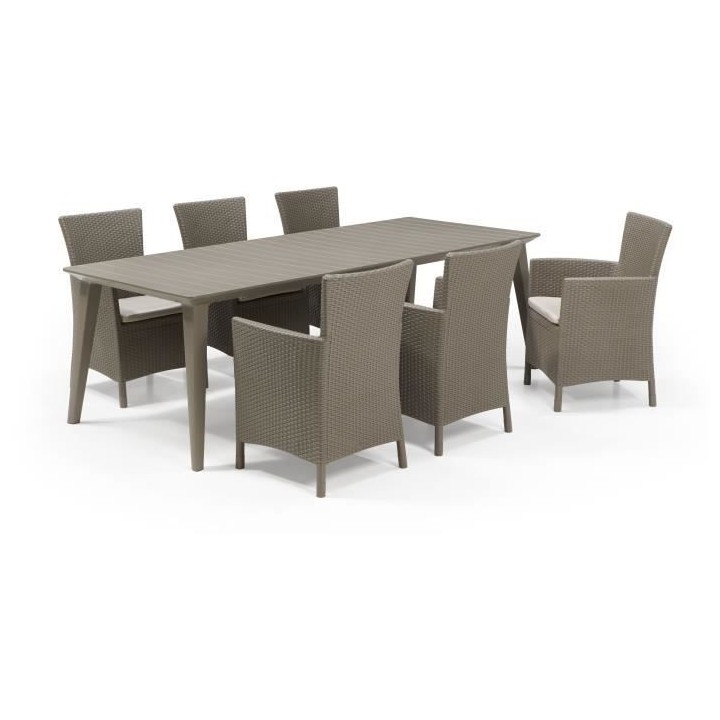 Table de jardin - rectangulaire - cappuccino - en résine - 8 a 10 per