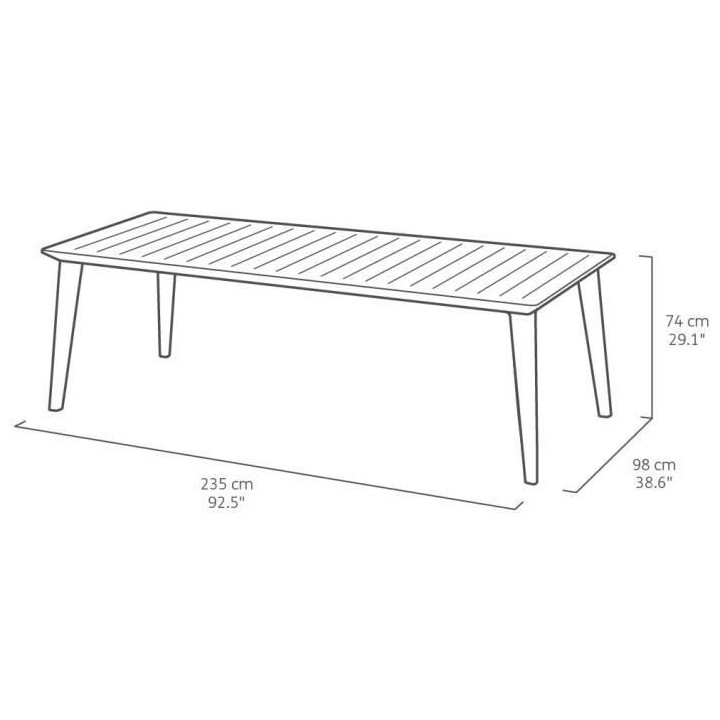 Table de jardin - rectangulaire - cappuccino - en résine - 8 a 10 per