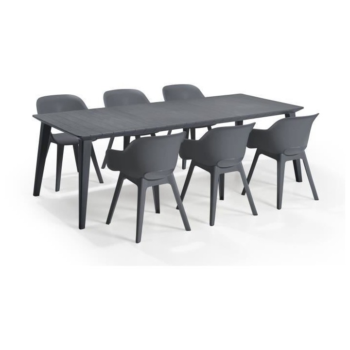 Table de jardin - rectangulaire - gris graphite - en résine - 8 a 10