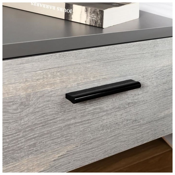 LEONARD Lit adulte 140 x 190 cm + 2 Chevets et Tete de lit en simili -