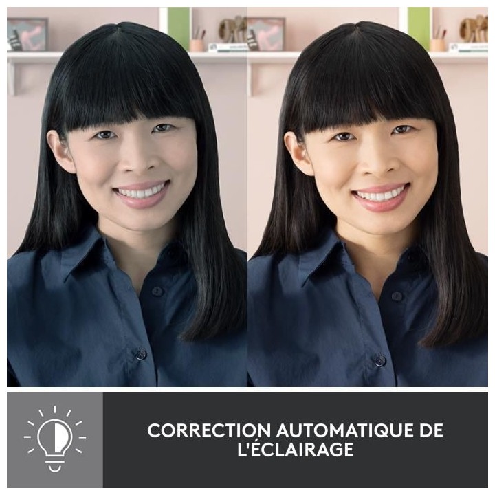 Logitech Brio 300 Webcam Full HD avec confidentialité, micro a réduc