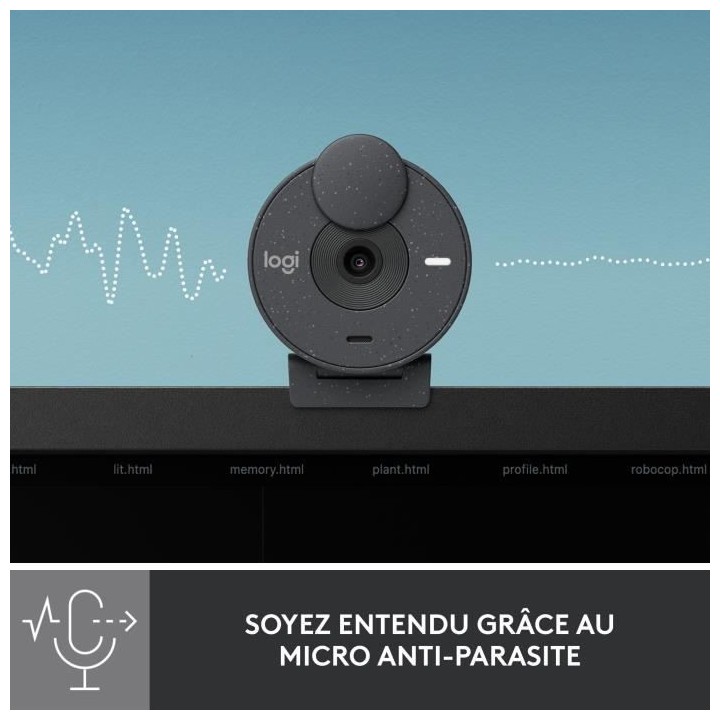 Logitech Brio 300 Webcam Full HD avec confidentialité, micro a réduc