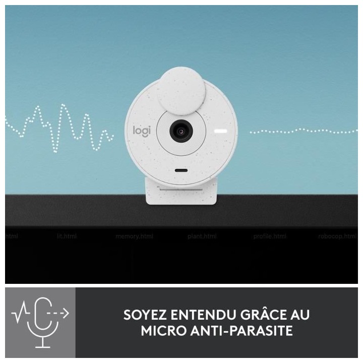 Logitech Brio 300 Webcam Full HD avec confidentialité, micro a réduc