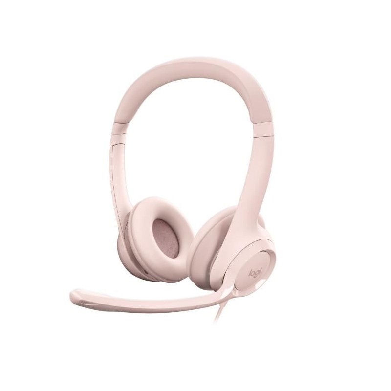 Logitech H390 Casque Filaire Stéréo avec Microphone Antibruit, USB-A - Rose