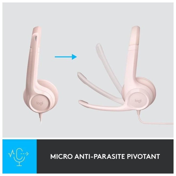 Logitech H390 Casque Filaire Stéréo avec Microphone Antibruit, USB-A