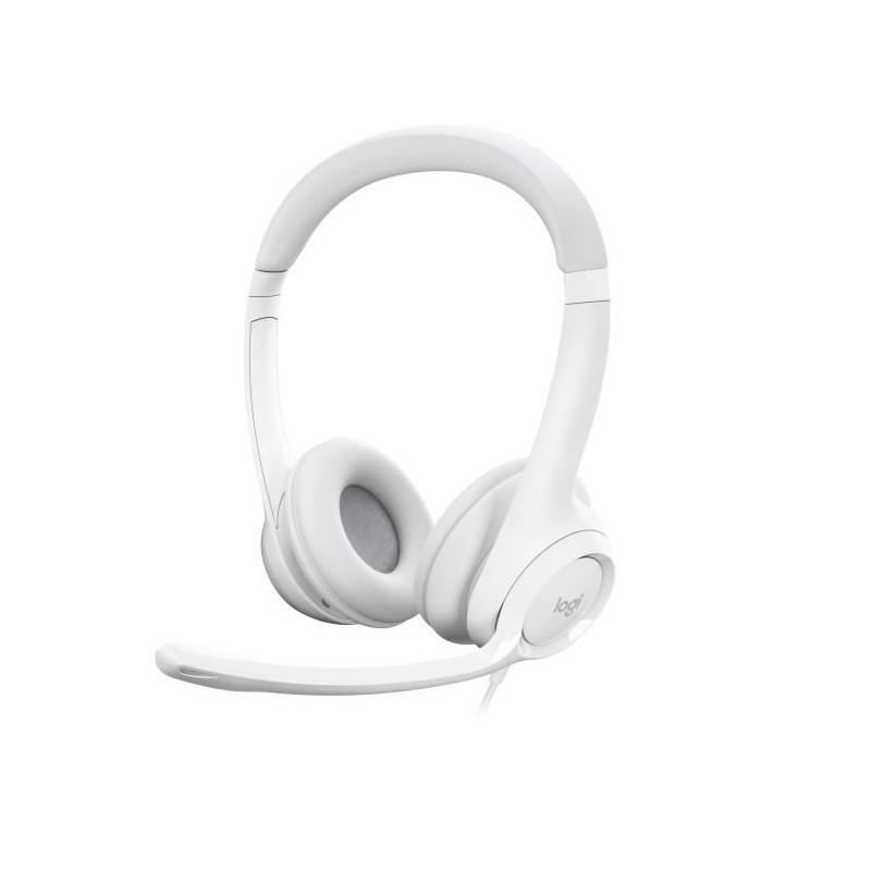 Logitech H390 Casque Filaire Stéréo avec Microphone Antibruit, USB-A - Blanc cassé