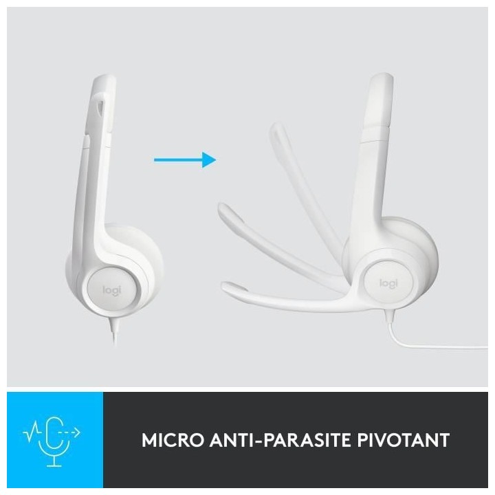 Logitech H390 Casque Filaire Stéréo avec Microphone Antibruit, USB-A