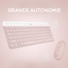 Logitech MK470 Slim Combo Clavier et Souris sans Fil Compacte, Ultra Silencieux, 2,4 GHz USB, Plug n' Play, pour Windows - Rose