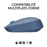 Logitech M171 Souris Sans Fil 2,4 GHz avec Mini-récepteur USB, Suivi Optique, Ambidextre - Bleu Gris