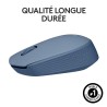 Logitech M171 Souris Sans Fil 2,4 GHz avec Mini-récepteur USB, Suivi Optique, Ambidextre - Bleu Gris