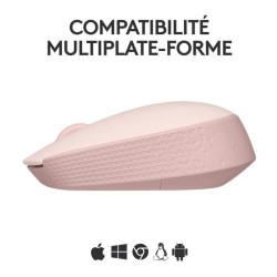 Logitech M171 Souris Sans Fil 2,4 GHz avec Mini-récepteur USB, Suivi Optique, Ambidextre - Rose