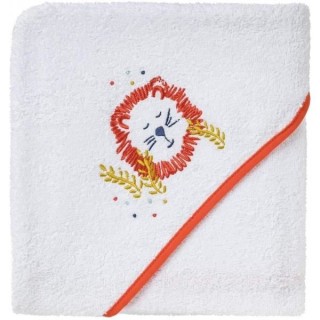 Babycalin Cape de bain - 80 x 80 cm - Broderie lion - Eponge bouclette
